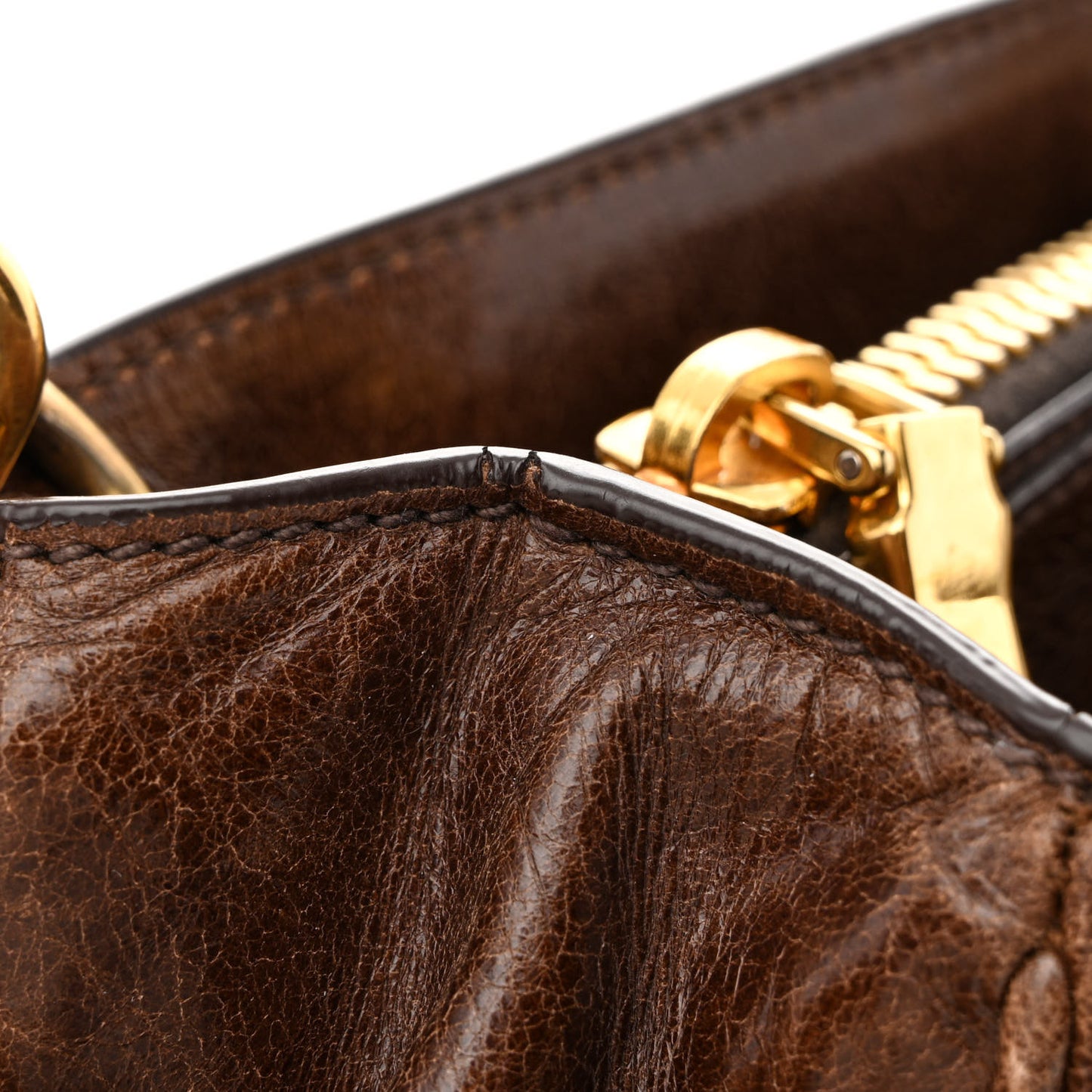 Vitello Shine Shopping Satchel Bruciato