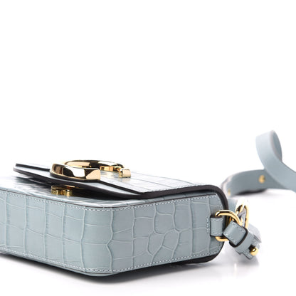 Chloe Calfskin Crocodile Embossed Mini C Double Carry Faded Blue 9 of 10