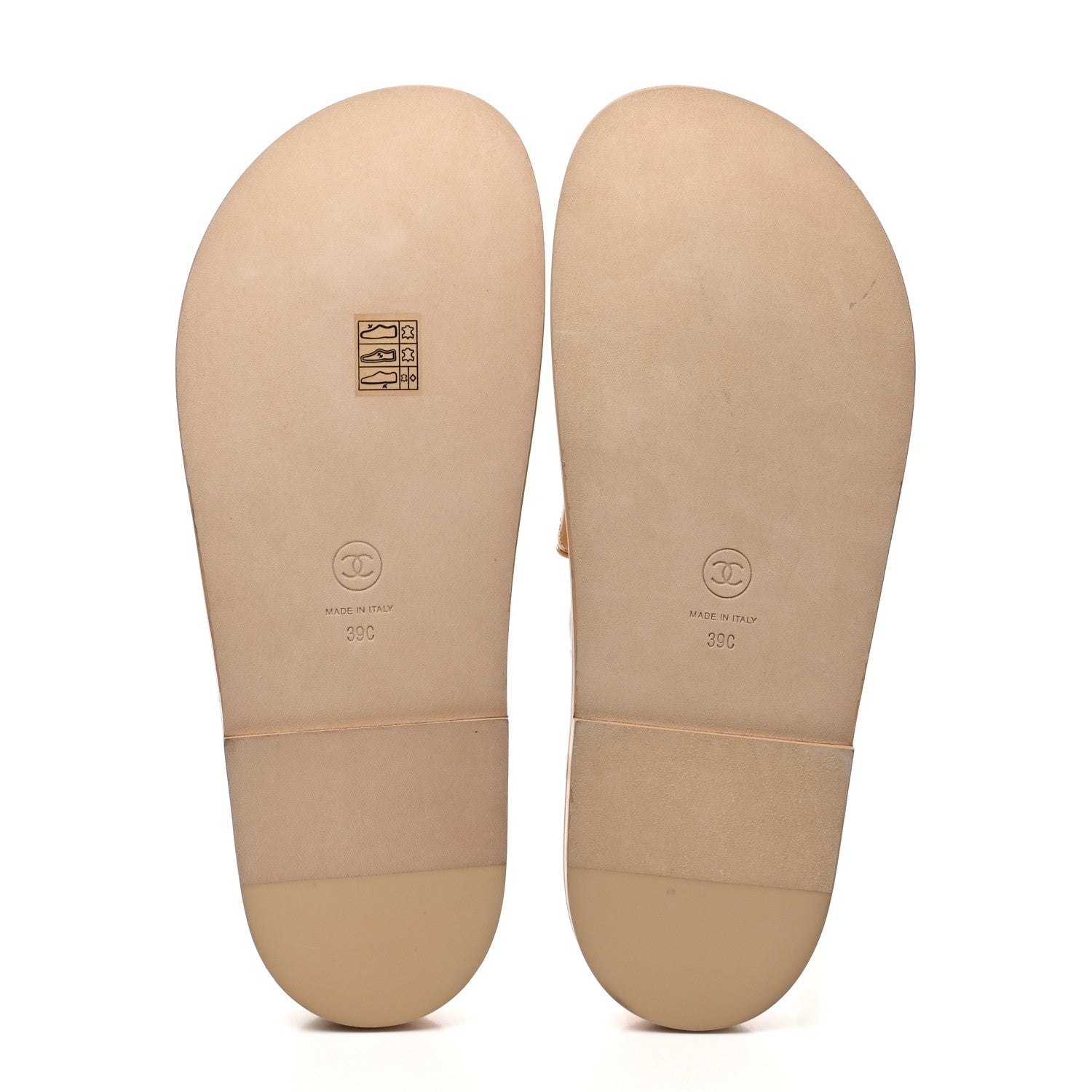 Chanel Lambskin Quilted Velcro Dad Chain CC Slide Sandals 39 Beige 5 of 12