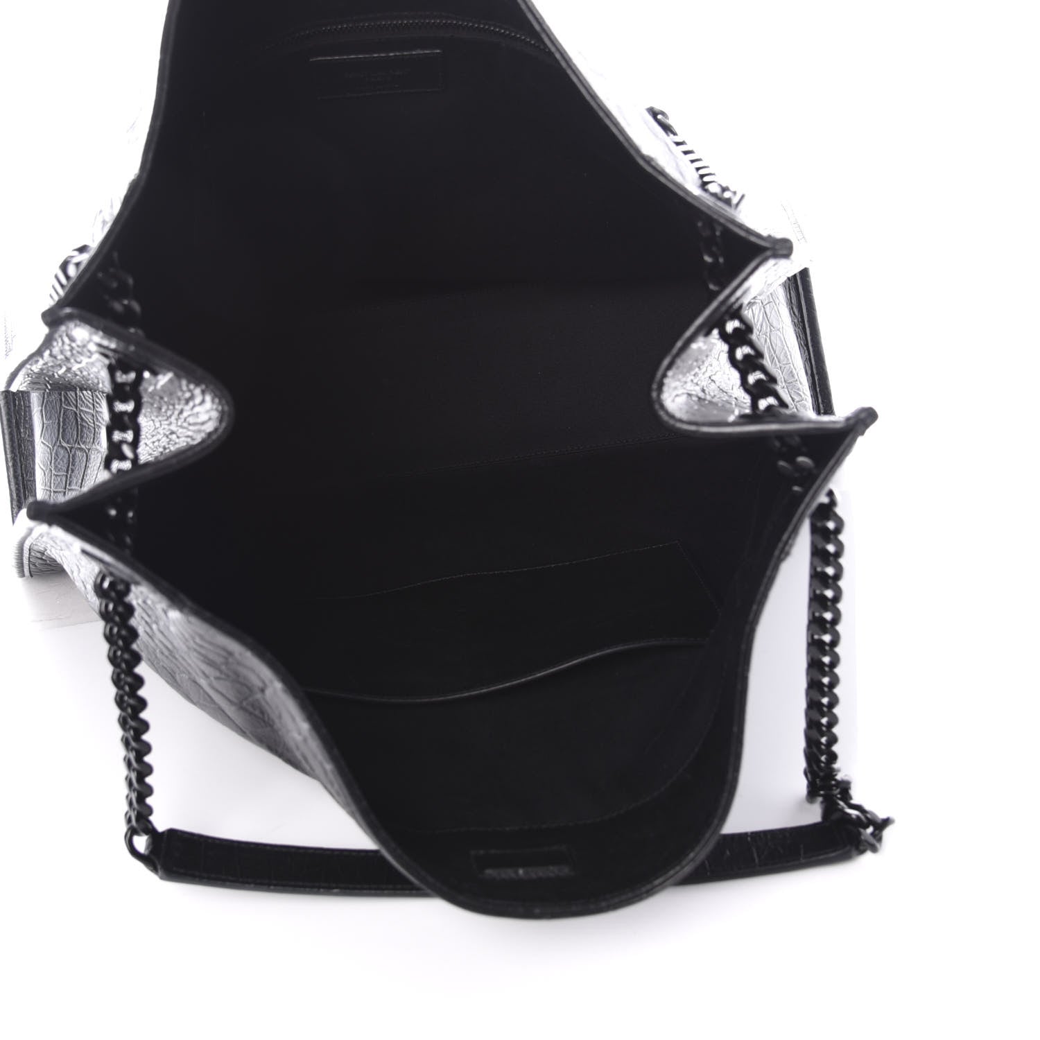 Saint Laurent Calfskin Crocodile Embossed Monogram Large Niki Shopping Bag Black 5 of 9