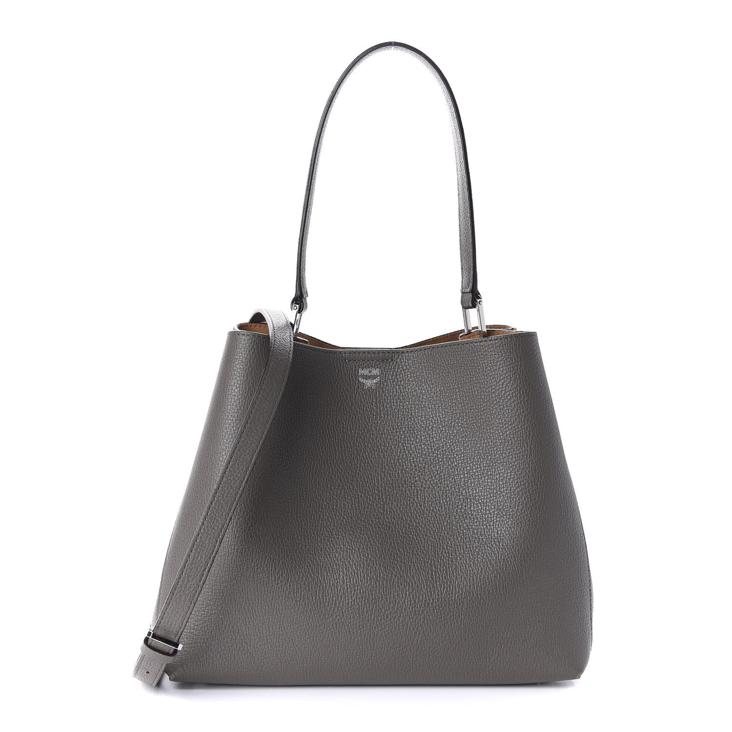 MCM Grained Calfskin Sarah Medium Visetos Hobo Grey 1 of 15