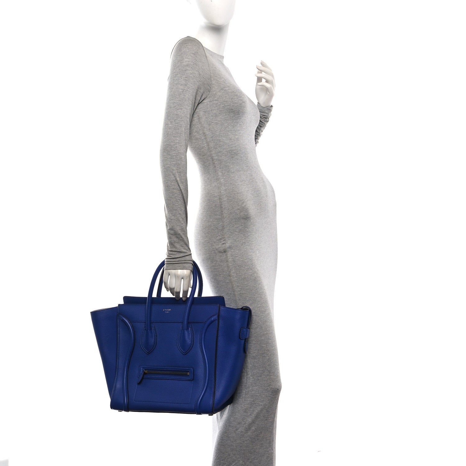 Celine Drummed Calfskin Mini Luggage Indigo 2 of 11