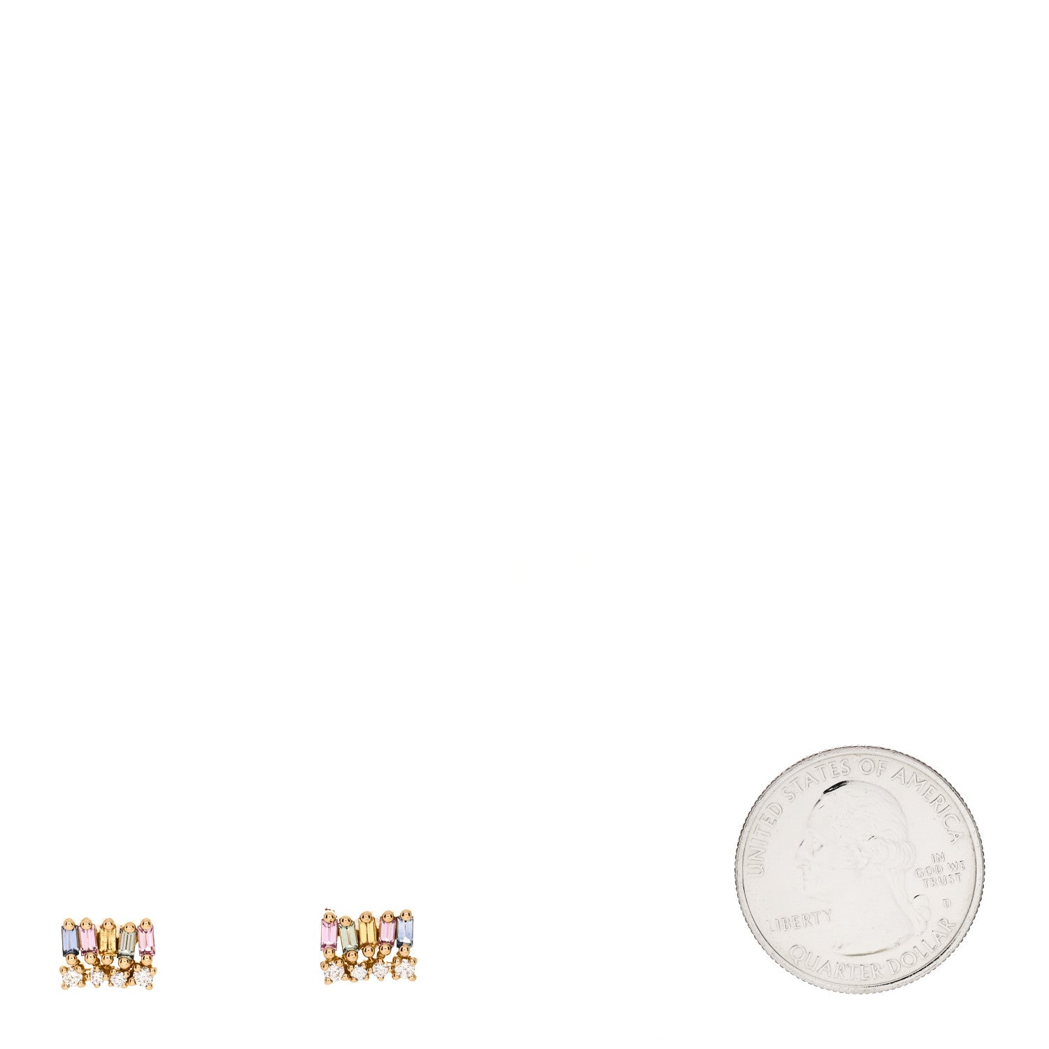Suzanne Kalan 18K Rose Gold Diamond Sapphire Pastel Short Stack Stud Earrings 2 of 3
