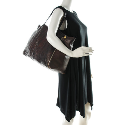 Celine Python Lambskin Horizontal Zipper Gusset Cabas 2 of 8