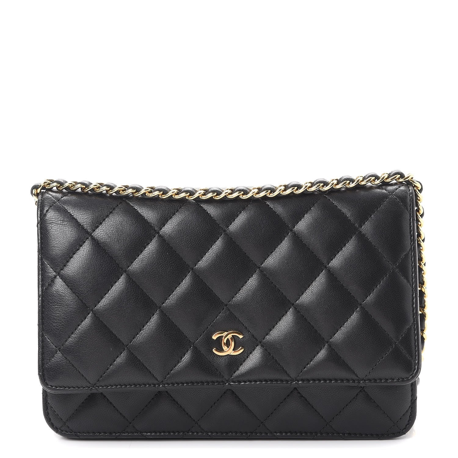 Chanel Lambskin Quilted Wallet On Chain WOC Black 1 of 9