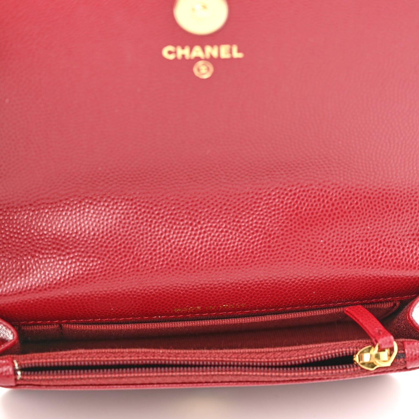 Caviar Quilted Pocket Twins Clutch With Chain Burgundy