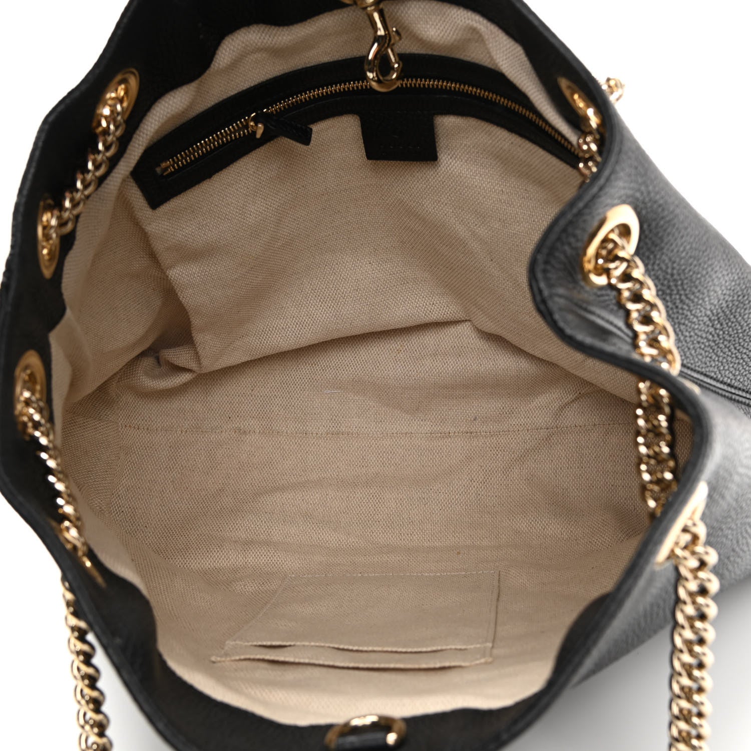 Gucci Pebbled Calfskin Medium Soho Chain Shoulder Bag Black 5 of 10
