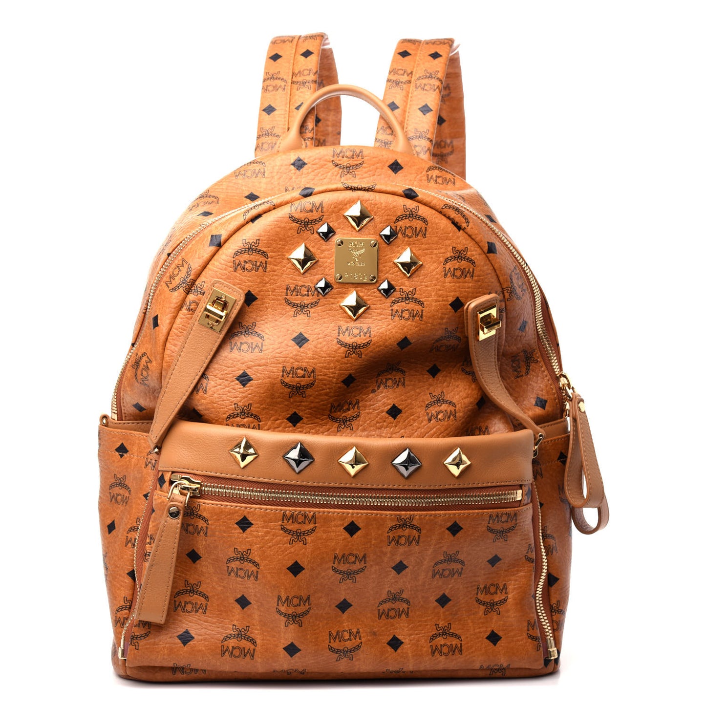 Visetos Studded Medium Dual Stark Backpack Cognac