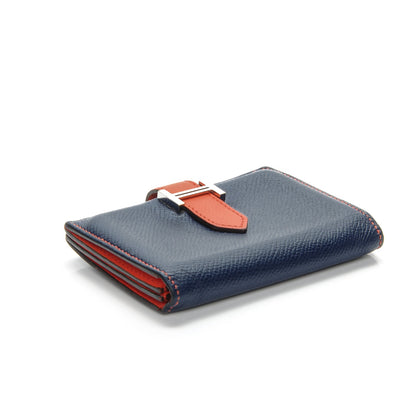Hermes Epsom Bi-Color Bearn Card Holder Wallet Bleu Saphir Orange Poppy 5 of 12