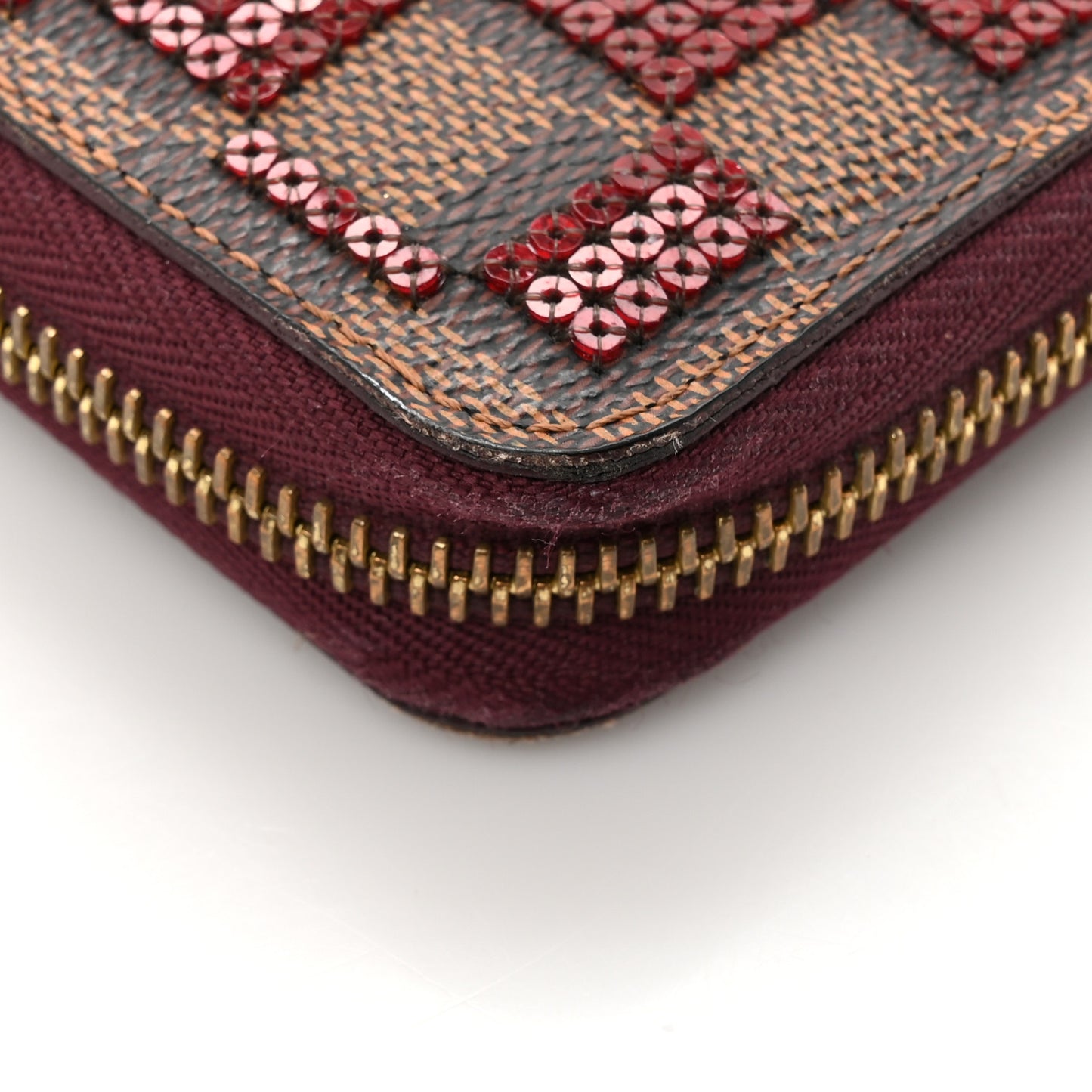 Damier Paillettes Zippy Wallet Red