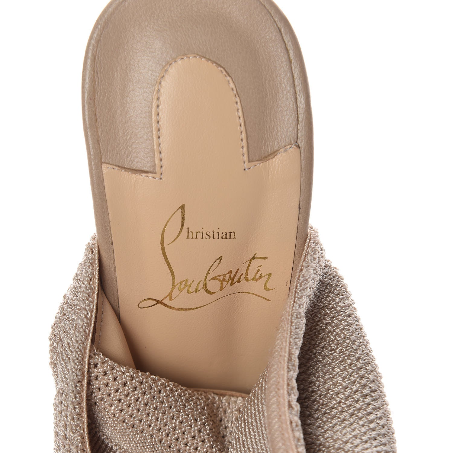 Christian Louboutin Maille Tricot Nappa Cheminene 120 Sock Ankle Boots 36 Beige 6 of 7