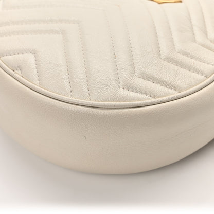 Gucci Calfskin Matelasse Mini GG Marmont Round Shoulder Bag White 12 of 15
