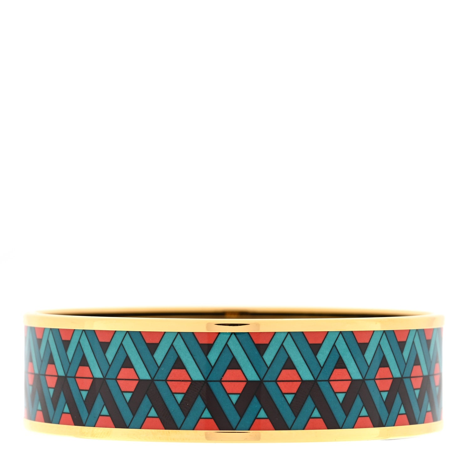 Hermes Enamel Printed Carre Cube Wide Bracelet 65 Blue Red 2 of 3