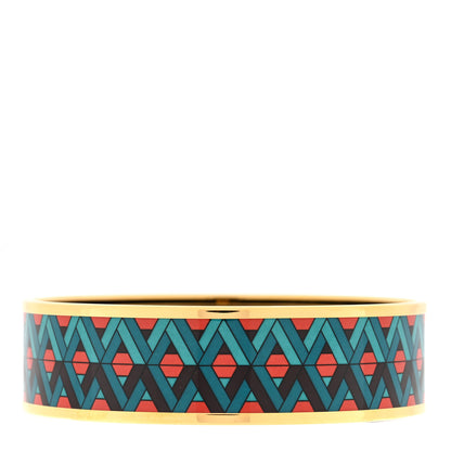 Hermes Enamel Printed Carre Cube Wide Bracelet 65 Blue Red 2 of 3