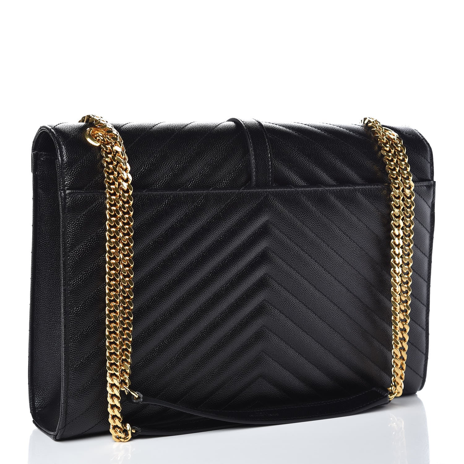 Saint Laurent Grain De Poudre Matelasse Chevron Large Monogram Satchel Black 3 of 9