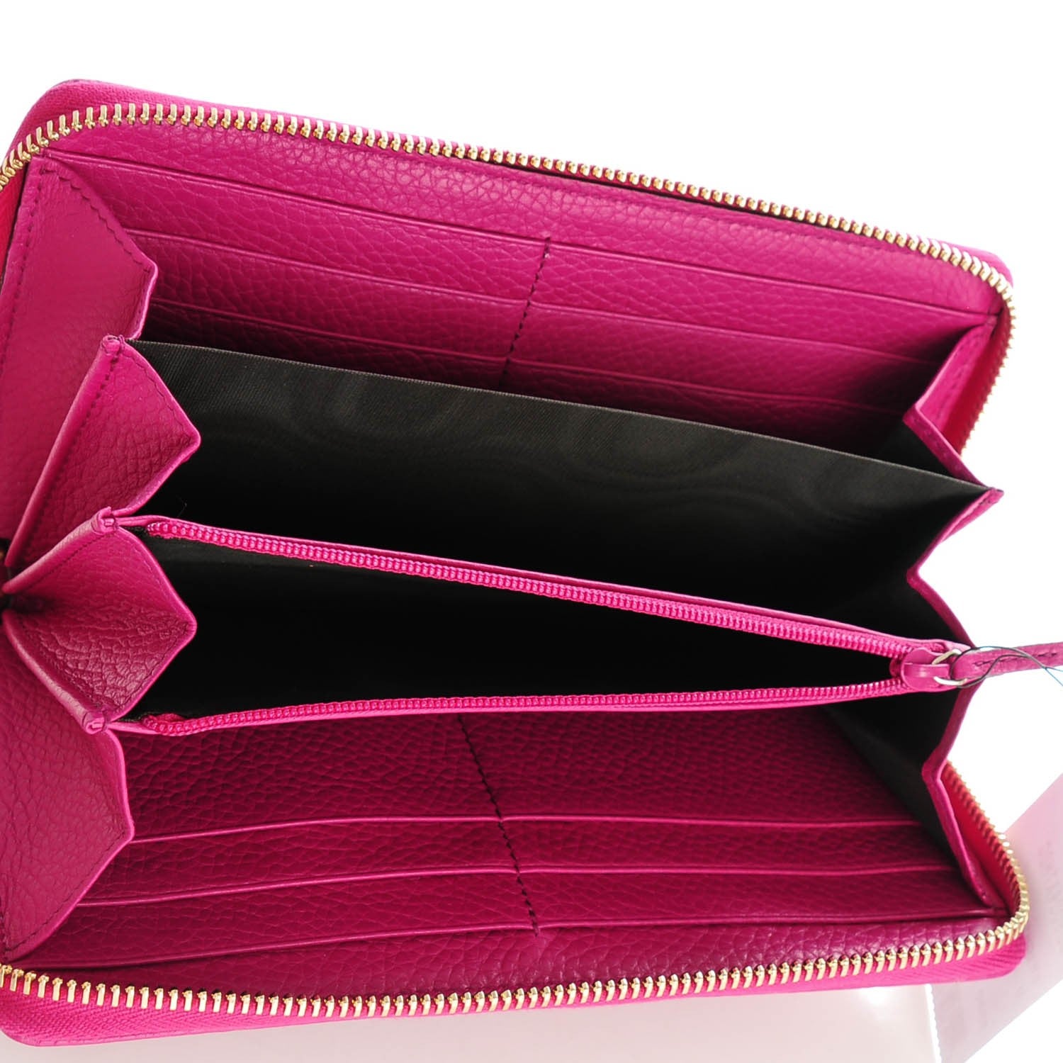 Gucci Pebbled Calfskin Soho Zip Around Wallet Bright Bougainvillea 5 of 7