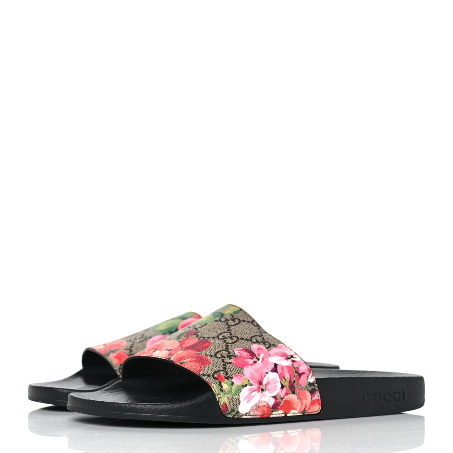 GG Supreme Monogram Blooms Slide Sandals 39 Beige Multicolor