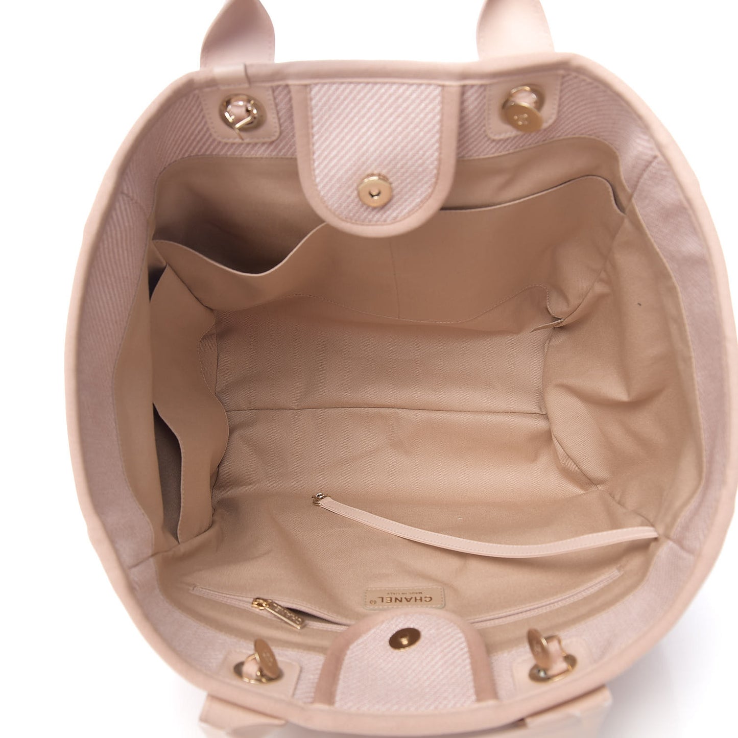 Mixed Fibers Calfskin Medium Deauville Tote Beige