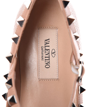 Valentino Garavani Pebbled Calfskin Rockstud Cage Ballerina Flats 36 Soft Noisette 7 of 7