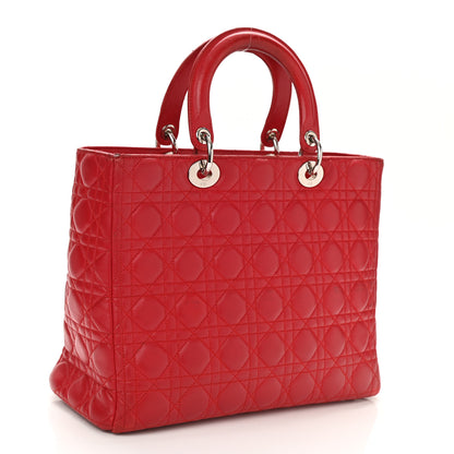Christian Dior Lambskin Cannage Large Lady Dior Red 2 of 10