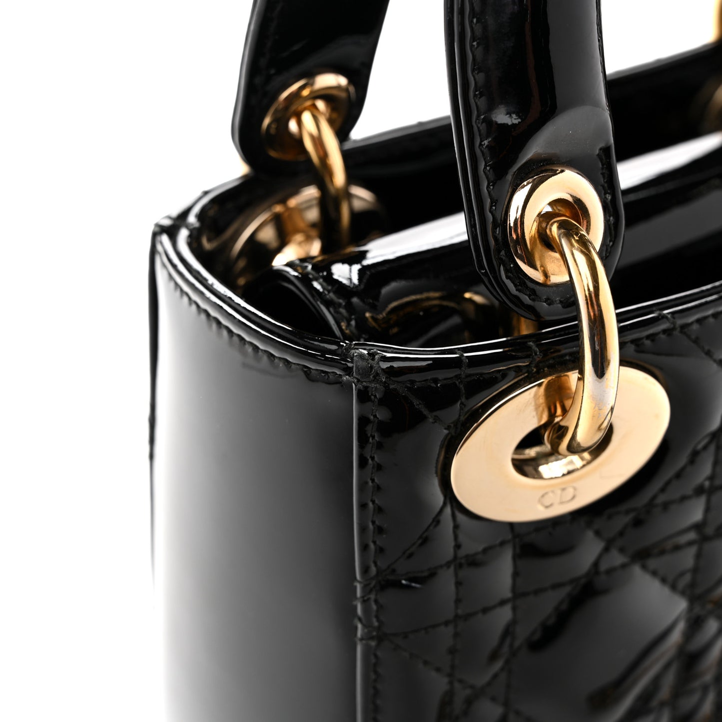 Patent Cannage Mini Lady Dior Black
