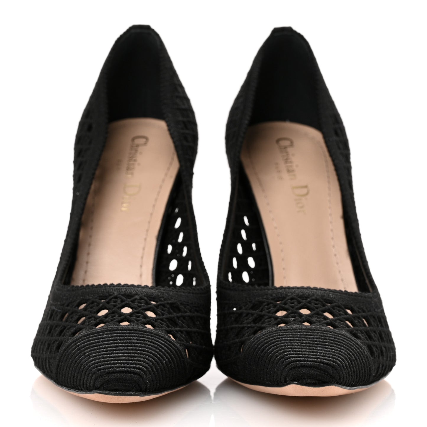 Mesh Cotton Cannage Dior Capture 100mm Pumps 38.5 Black