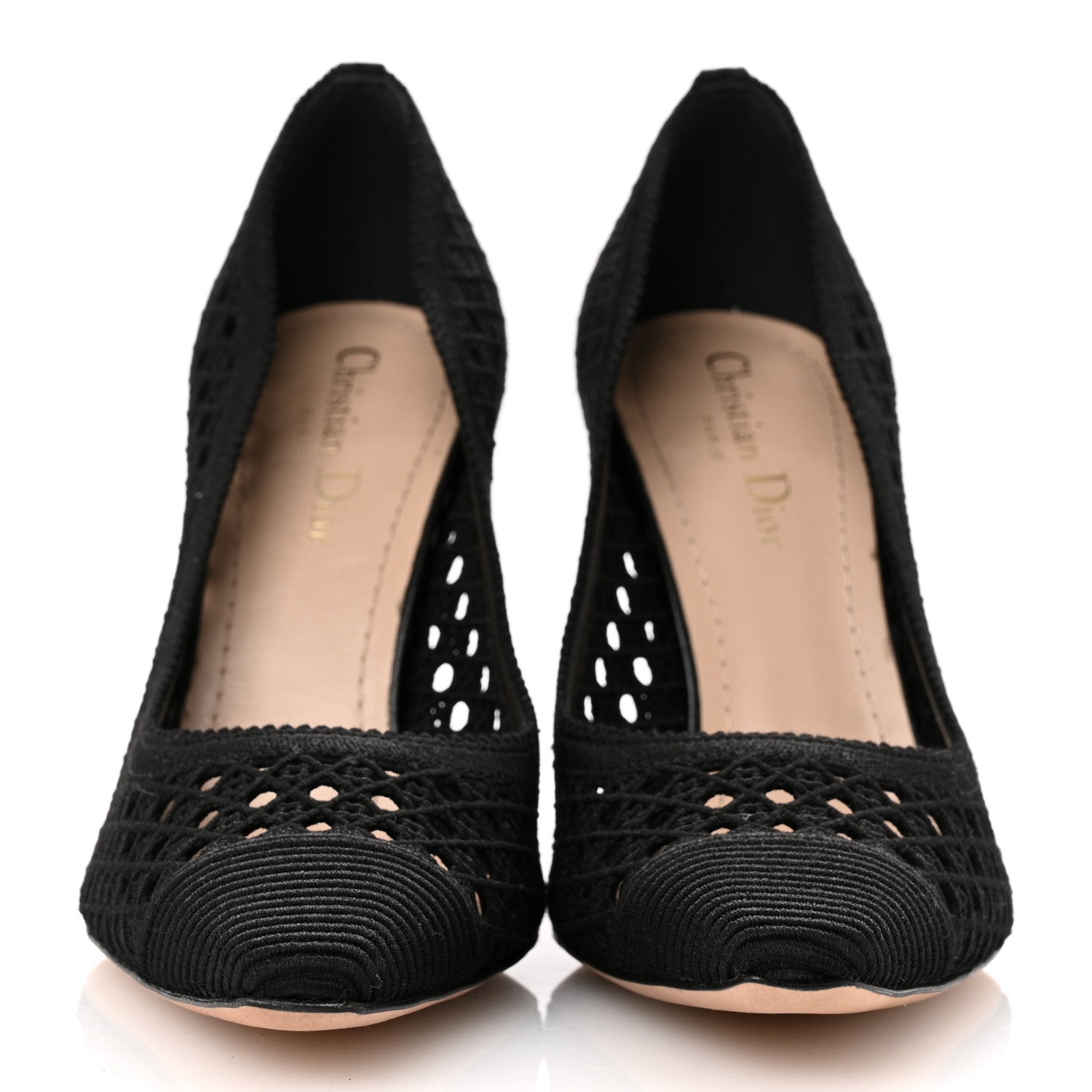 Christian Dior Mesh Cotton Cannage Dior Capture 100mm Pumps 38.5 Black 3 of 7