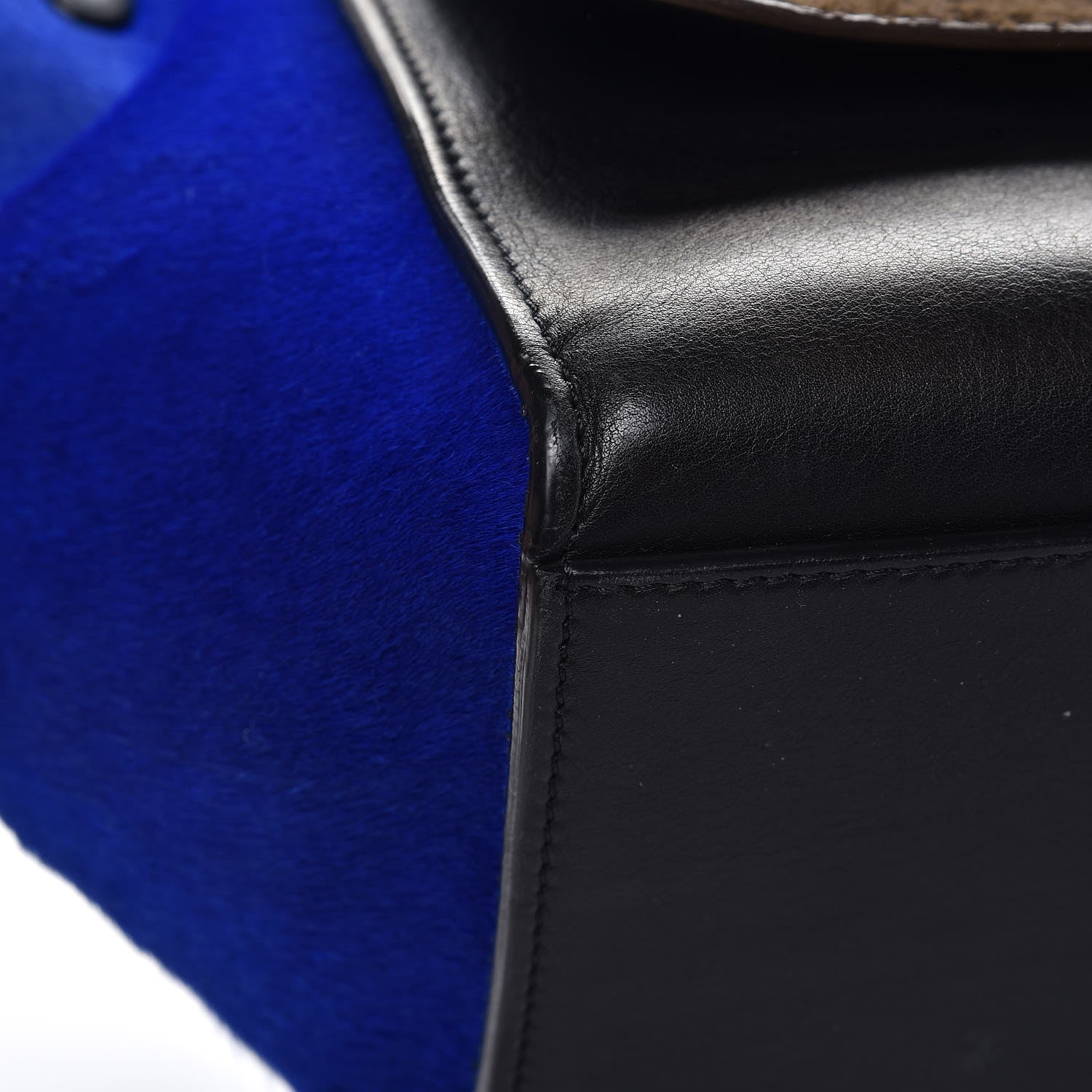Celine Pony Hair Smooth Calfskin Tri-color Medium Trapeze Cobalt 11 of 17