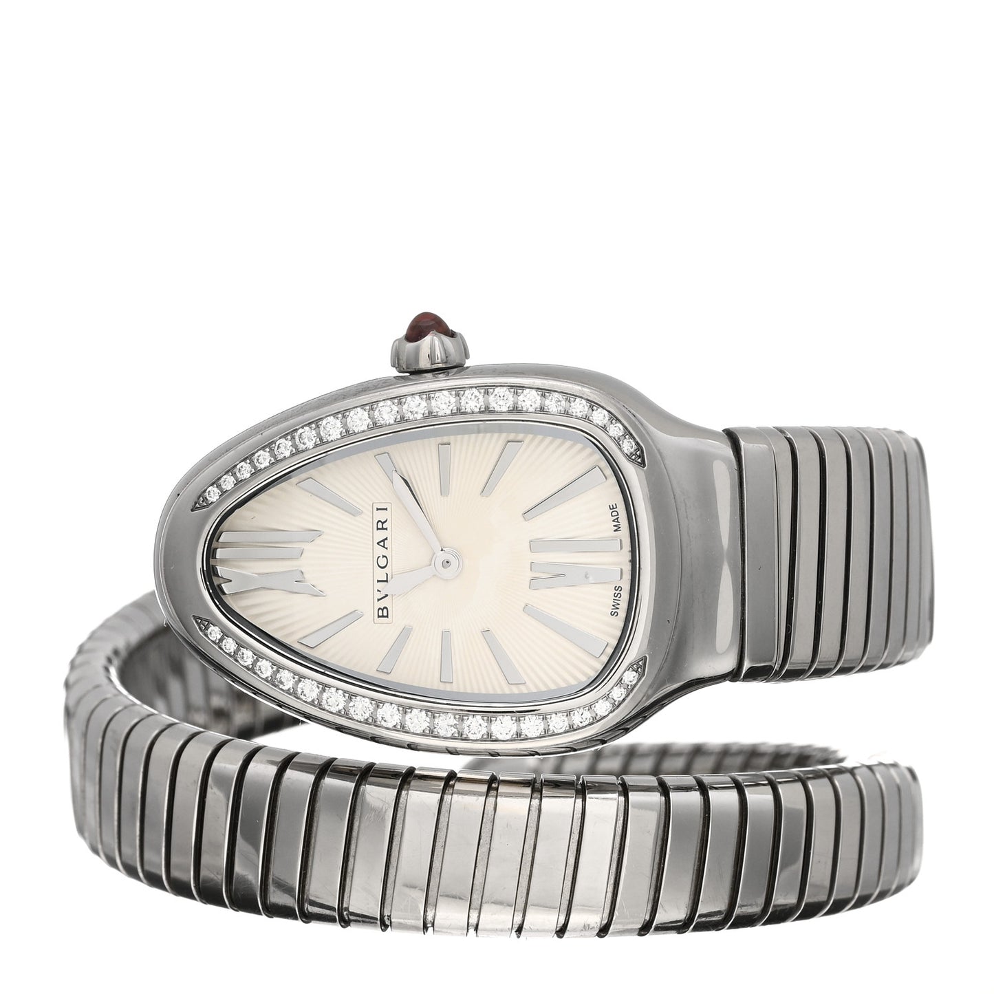 Stainless Steel Diamond Bezel 35mm Serpenti Tubogas Quartz Watch