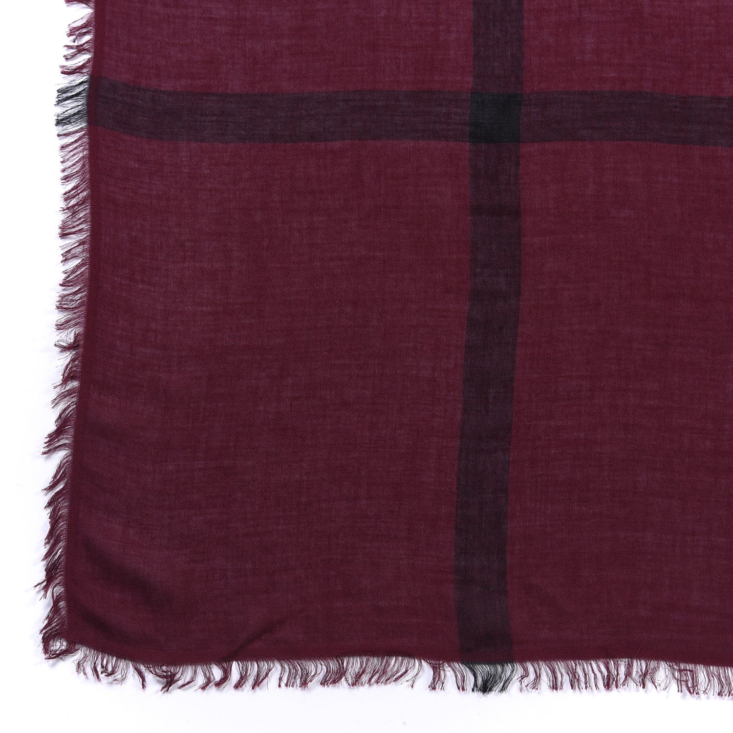 Burberry Modal Wool Overdyed Chambray Check Square Scarf Deep Claret 2 of 4