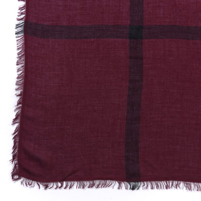 Burberry Modal Wool Overdyed Chambray Check Square Scarf Deep Claret 2 of 4