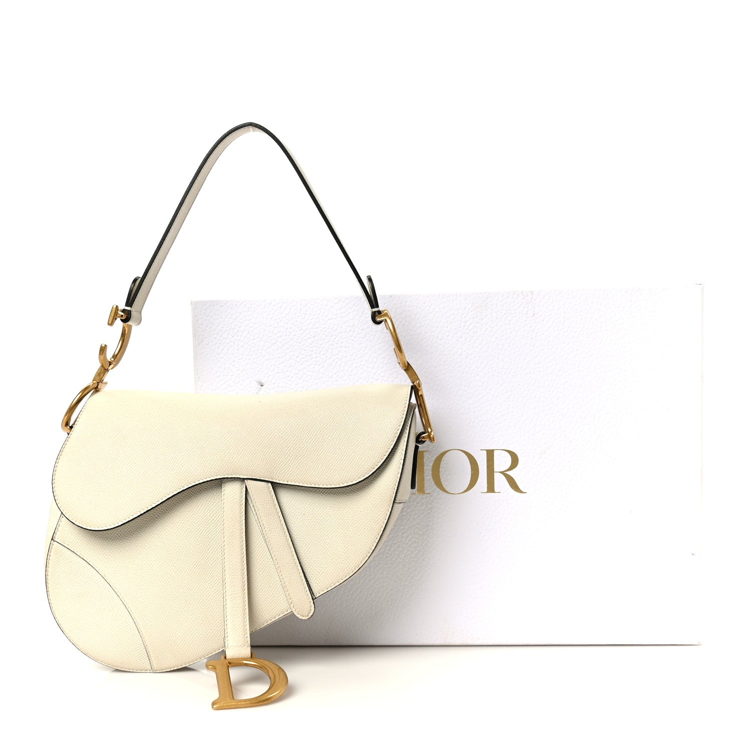 Christian Dior Grained Calfskin Saddle Bag White 11 of 11