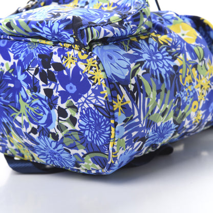 Prada Nylon Saffiano Floral Print Single Buckle Backpack Bluette Dis Primule 10 of 11