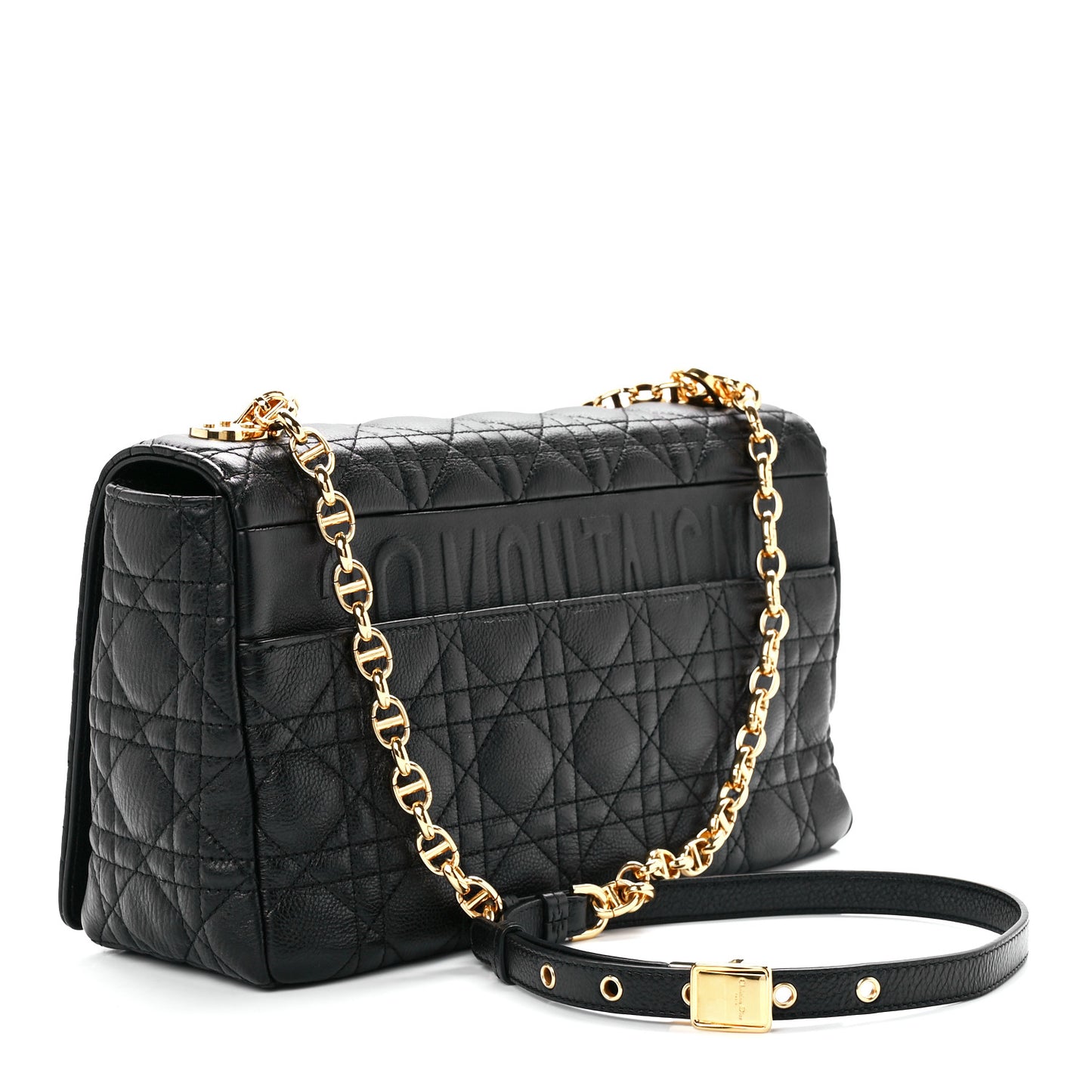 Grained Calfskin Cannage Large Caro Bag Black