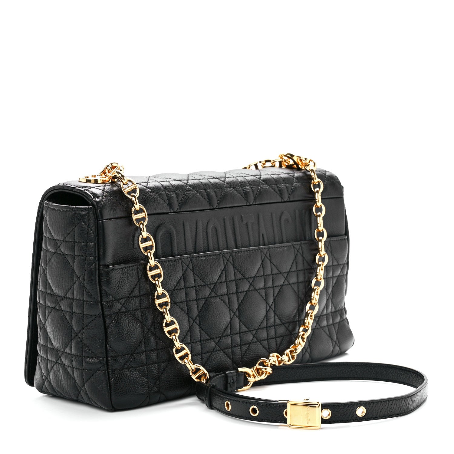 Christian Dior Grained Calfskin Cannage Large Caro Bag Black 3 of 12