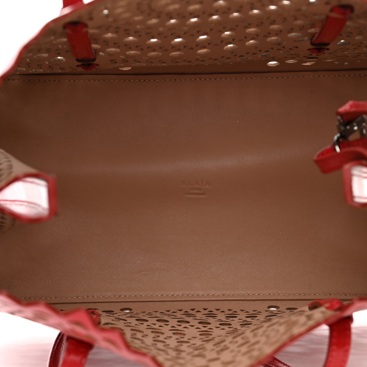 Calfskin Laser Cut Mina 32 Bag Red