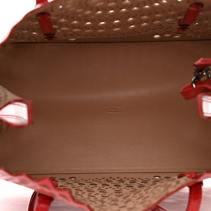 Alaia Calfskin Laser Cut Mina 32 Bag Red 6 of 10