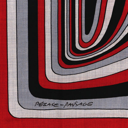 Hermes Cashmere Silk Pegase Paysage Shawl 140 Rouge Gris Chine Noir 4 of 4