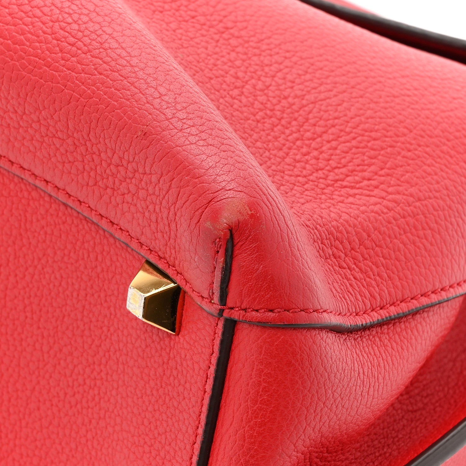MCM Grained Calfskin Large Milla Convertible Backpack Red 14 of 18