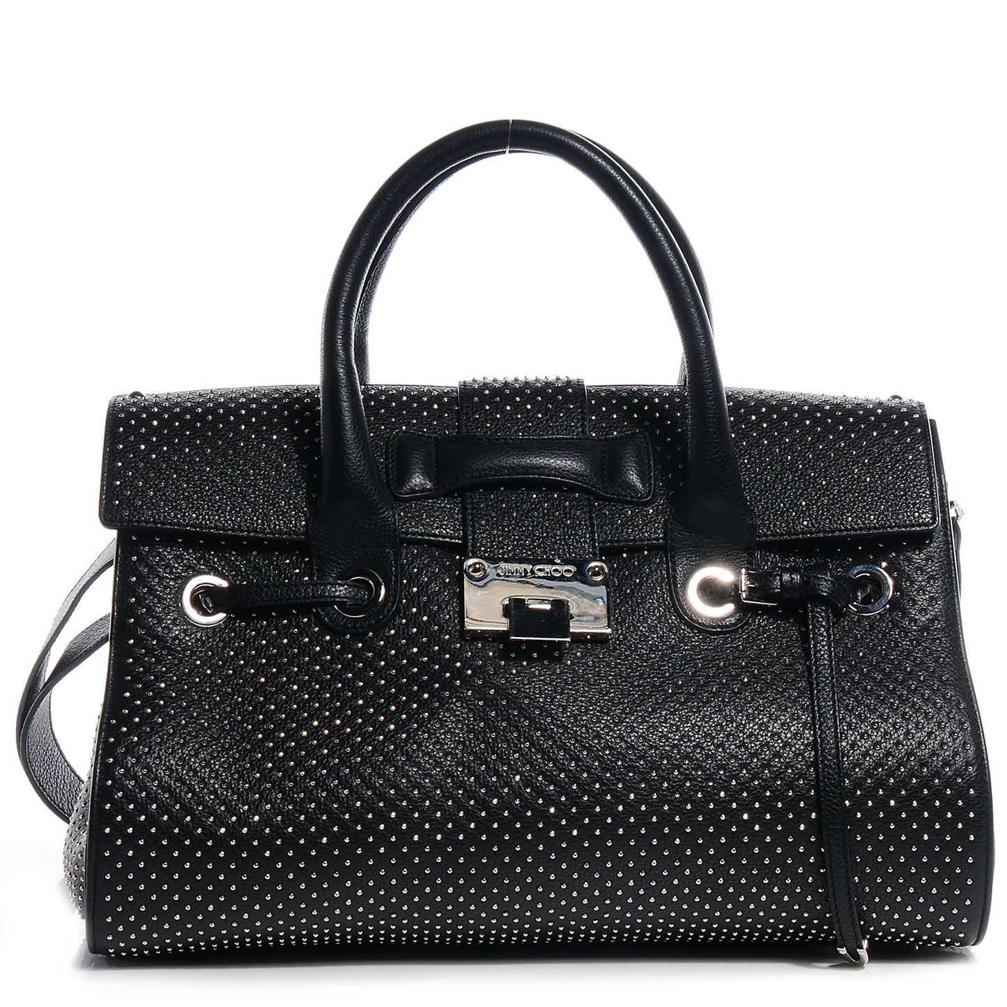 Studded Grainy Leather Medium Rosalie Black