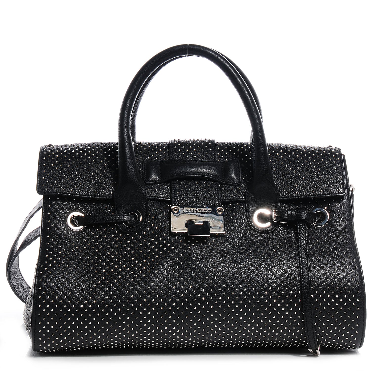 Jimmy Choo Studded Grainy Leather Medium Rosalie Black 1 of 10