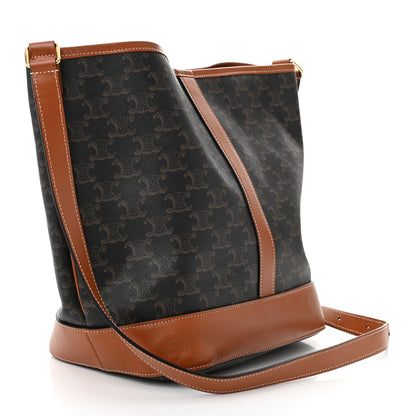 Celine Triomphe Canvas Calfskin Medium Bucket Bag Tan 3 of 10