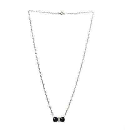 Van Cleef & Arpels 18K Yellow Gold Diamond Black Onyx Bow Pendant Necklace 3 of 5