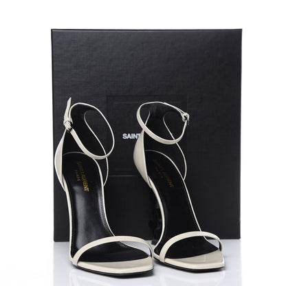 Saint Laurent Patent Calfskin Opyum Sandals 39.5 White 8 of 8