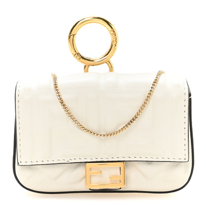 Fendi Nappa Matisse FF Embossed Nano Baguette Charm White 1 of 9