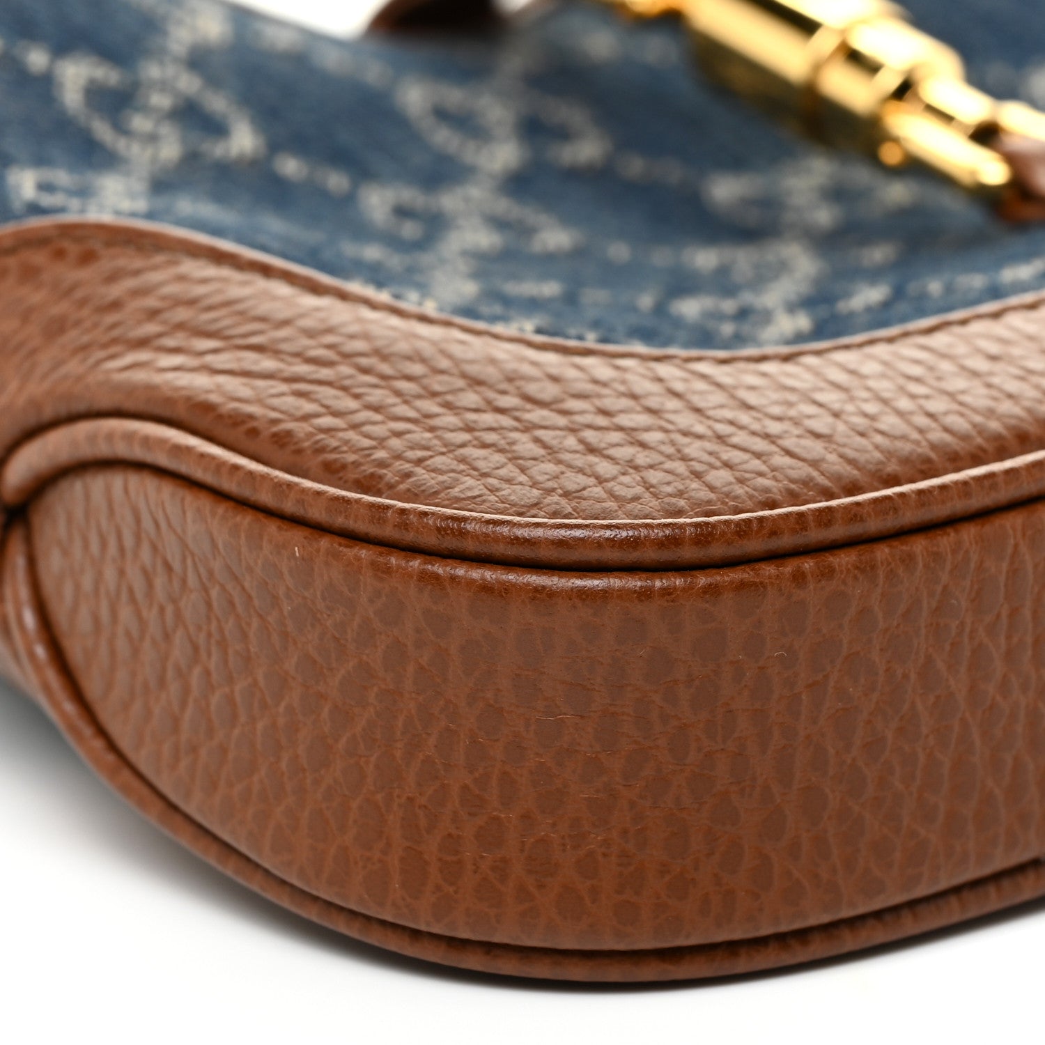 Gucci New Denim GG Monogram Calfskin Mini Jackie 1961 Hobo Blue Tea Cuir 9 of 11