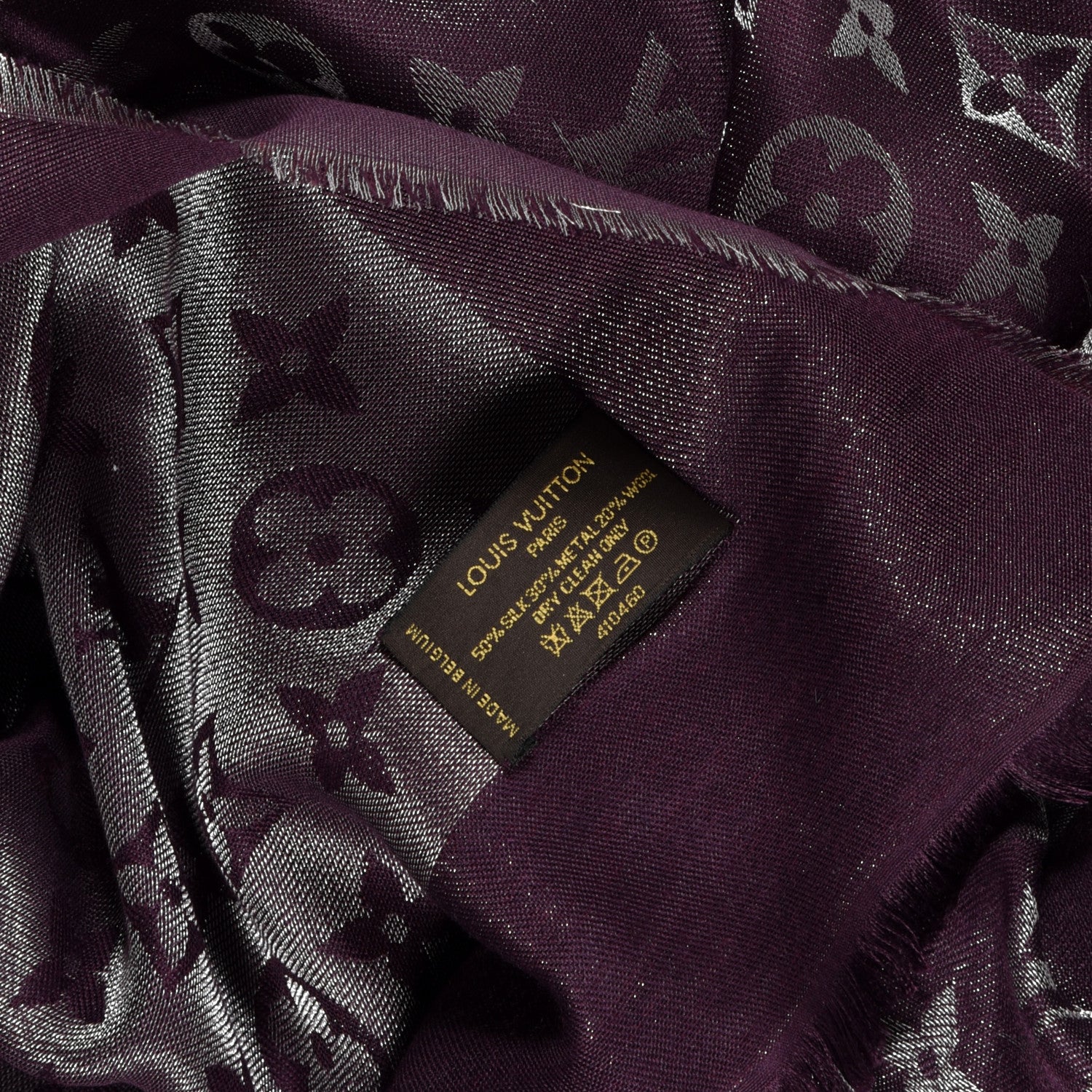 Louis Vuitton Silk Lurex Wool Monogram Shine Shawl Amarante 3 of 3