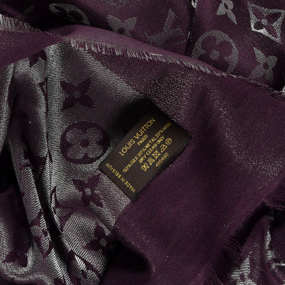 Louis Vuitton Silk Lurex Wool Monogram Shine Shawl Amarante 3 of 3
