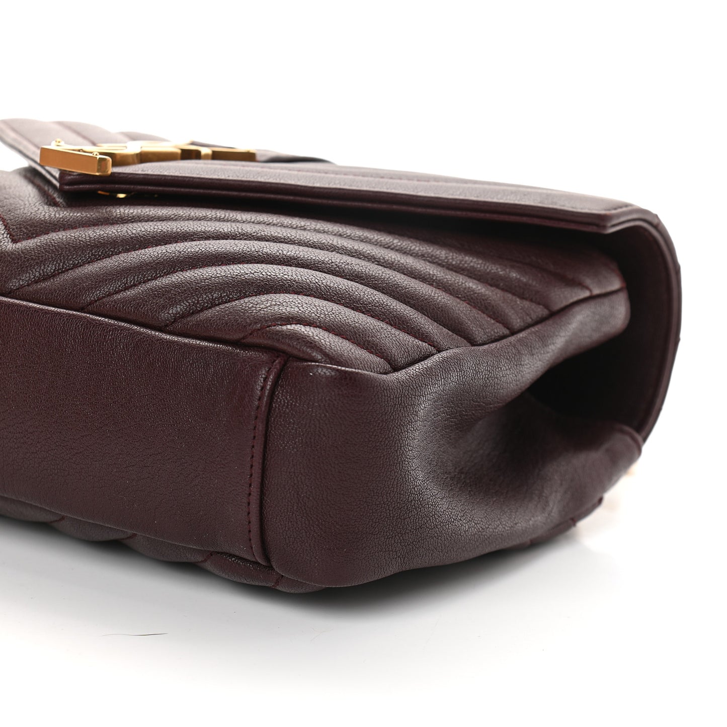 Sheepskin Matelasse Chevron Monogram Medium College Bag Amaranto