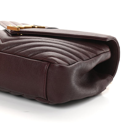 Saint Laurent Sheepskin Matelasse Chevron Monogram Medium College Bag Amaranto 5 of 8